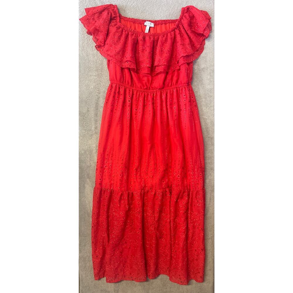 Sofia Vergara Red Off-the-Shoulder Maxi Dress – Women’s Size Large, Stretchy